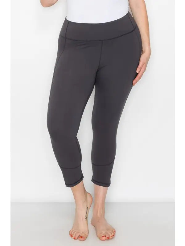 Charcoal High-Waist Capri Yoga Pants With Side Pockets - High-Quality –  Beautifully Unique Leggings