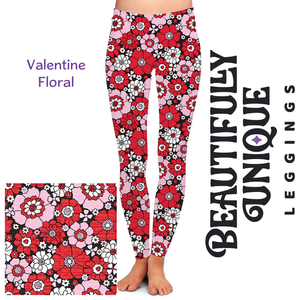 Valentine Floral - High-quality Handcrafted Vibrant Leggings