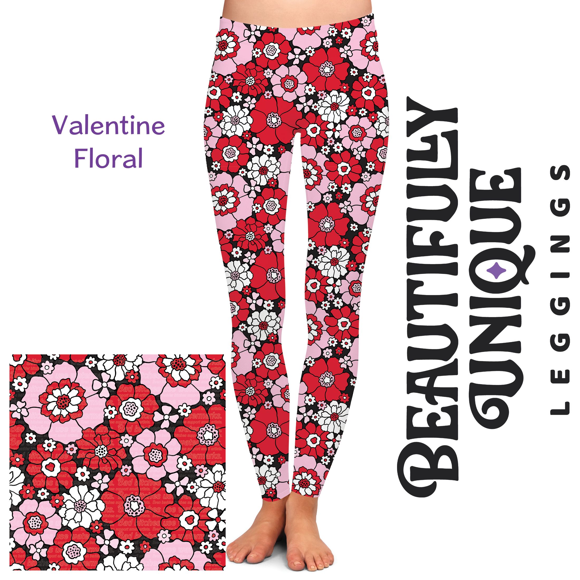 Valentine Floral - High-quality Handcrafted Vibrant Leggings