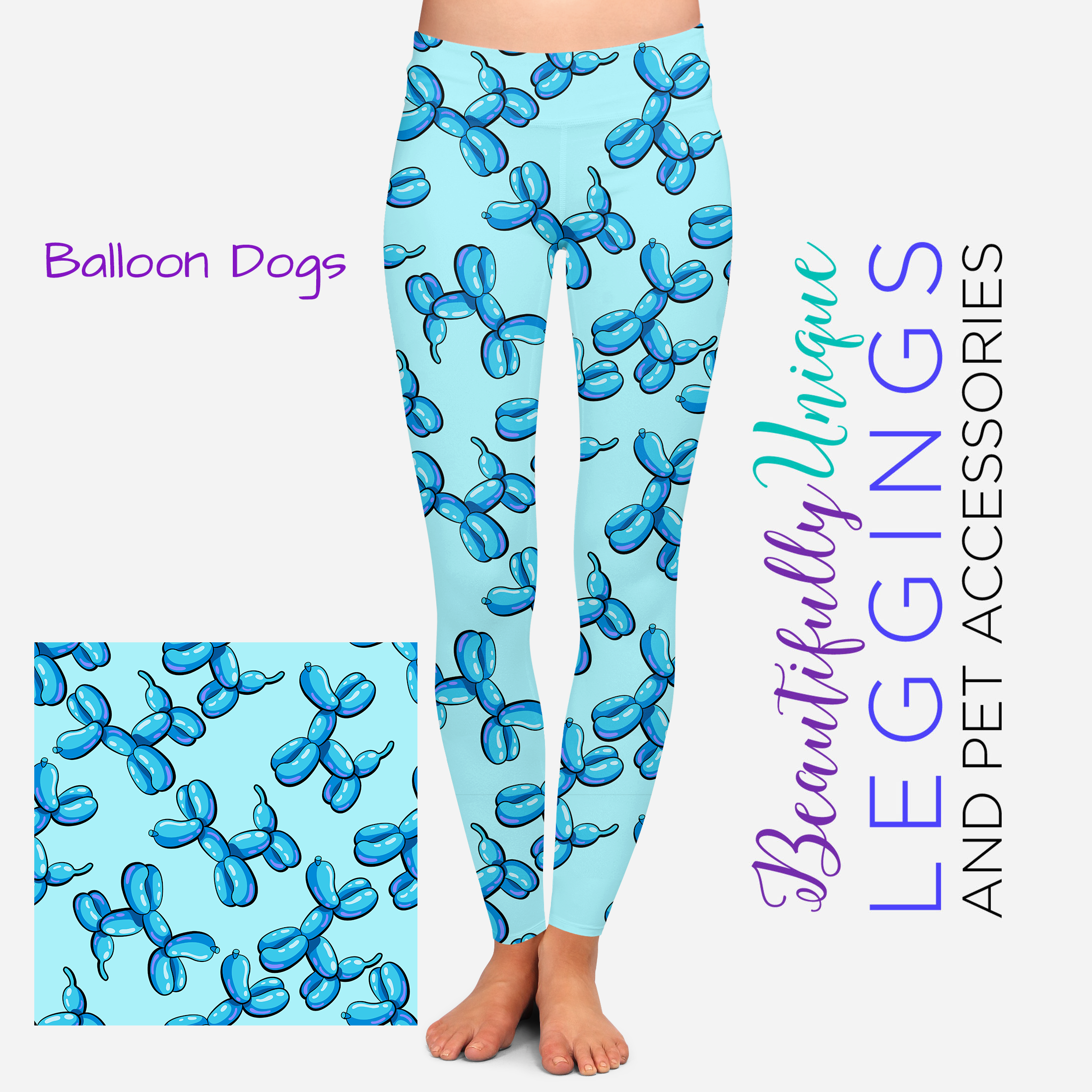 Blue Balloon Dogs - High-quality Handcrafted Vibrant Leggings